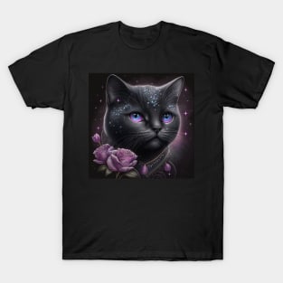 Glimmering Black British Shorthair Cat T-Shirt